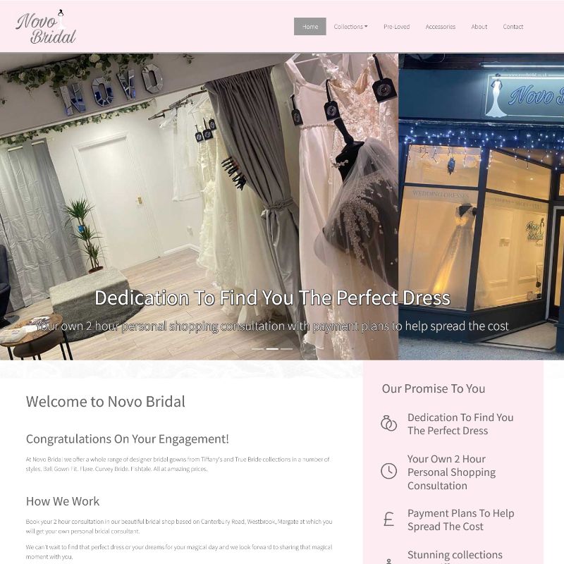 Image representing Novo Bridal - Website for new Bridal Shop, Westbrook from Broadbiz Web Services Ltd.