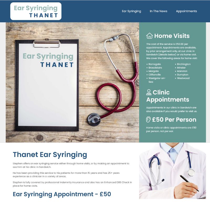 Image representing Thanet Ear Syringing: Website Launch from Broadbiz Web Services Ltd.
